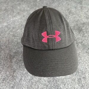 Under Armour Free Fit Adjustable Hat Womens OSFA Gray Pink Logo Athletic Running